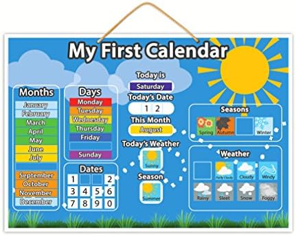 Magnetic My First Calendar | Children's Educational Toy With Thick Buttons For Tiny Fingers, Teach Your Child The Calendar, Weather and Seasons. With Hanging Loop And Downloadable Coloring Sheets