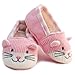 Childrens/Kids Girls Knitted Cat Design Soft Slippers With Grip