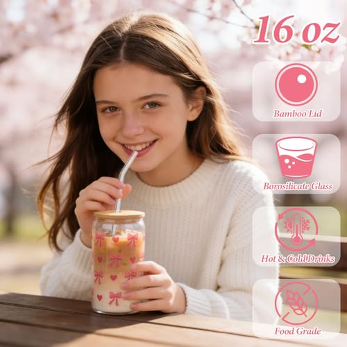 Gift for Girls 9 10 11 12 13 14 15 Birthday or Valentine's Day Includes Glass Cup with Lid and Straws, Make Up Brushes, Pencil Case, Socks, Bracelet, Headband