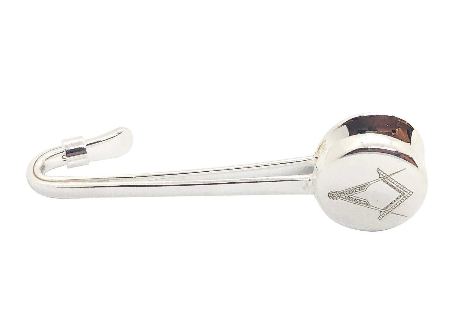 The Masonic Collection - Craft Regalia Sterling Silver Napkin Hook/Bib - Square and Compass Symbol - A Perfect Masonic Gift for Men