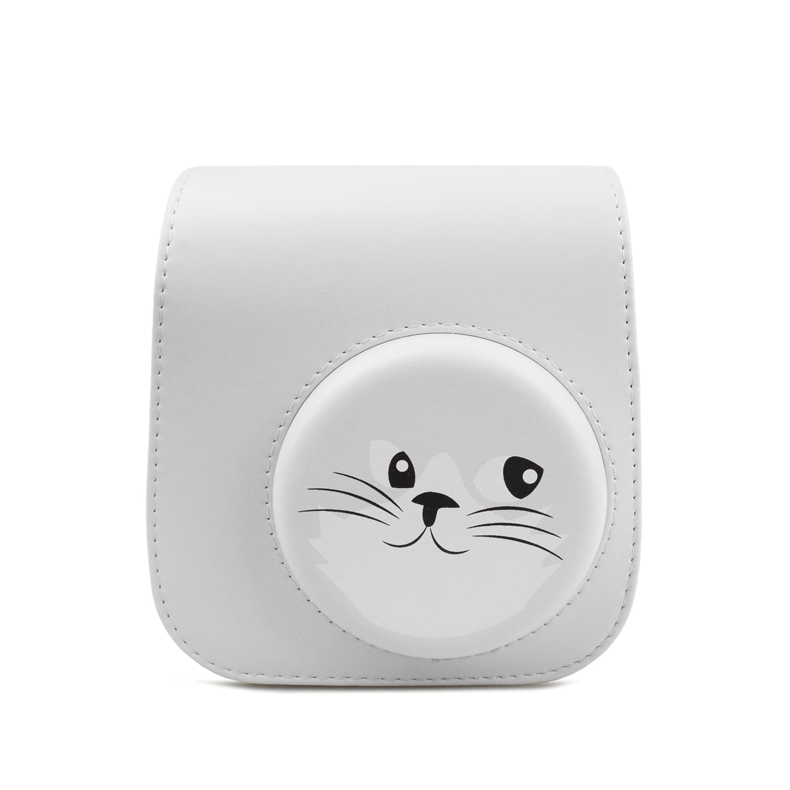 Rieibi PU Leather Mini 11 Case, Protective Case for Fujifilm Instax Mini 11/Mini 9/Mini 8/Mini 8+ Instant Camera with Adjustable Shoulder Strap(Grey Cat)