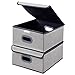 Homyfort Linen Fabric Collapsible Storage Bins Cubes with Lid 13''x13'', Cloth Organizer Basket Box Cubes Containers for Closet Shelves Nursery Cabinet with 2 Plastic Handles, Set of 2 Gray