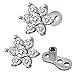14g Flower Cubic Zirconia Dermal Anchor Tops and base Surgical Steel Microdermals Body Piercings (White)