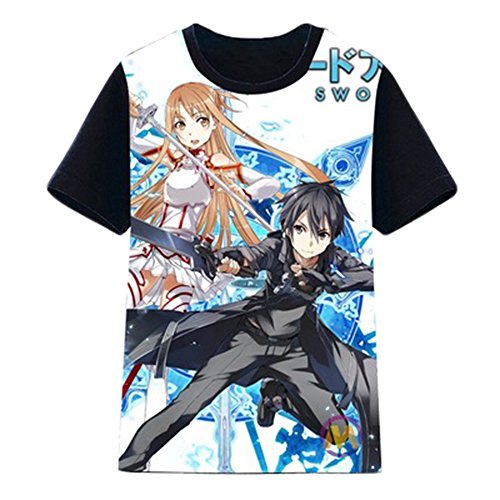 Rain's Pan Anime Sword Art Online Cosplay Kirito&Asuna Casual T-Shirts Unisex Teens Adult