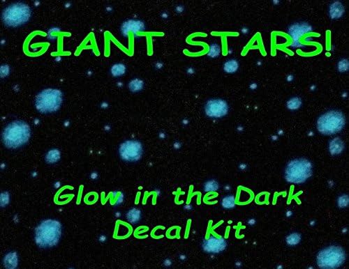 GIANT Stars! Glow in the Dark Ceiling Star Decal Kit - Huge Stars - Deep Outer Space Illusion - Hand Painted Mural in a peel &amp; stick kit - EZ Install