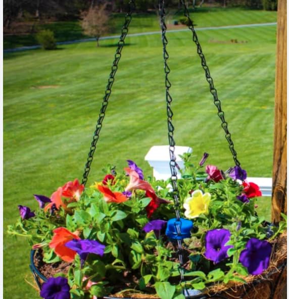 TD TDHS 2 x Black Metal Hanging basket chain 21" 3 point strands Garden Plants Pots Victorian Garden UK
