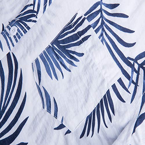 Amacok Men's Hawaiian Shirt Short Sleeve Shirt Summer Beach Party Flower Shirt Holiday Casual Shirts (White, L) - Thumbnail 4
