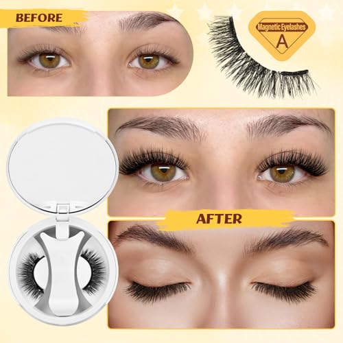 Pestañas magnéticas QUEWEL con aplicador, aspecto natural, no necesitan pegamento, reutilizables, suaves con aplicador, fáciles de usar y quitar(NZH-A-03)