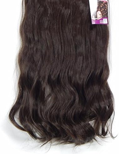 Wavy 20" Halo - Flip in Synthetic Hair Extensions on a Wire Heat Resistant to 350* No Clips, No glue, No Tape, No Damage! 20 inch with 10 Colors to choose from. Wavy hair. (#6 Medium Brown)