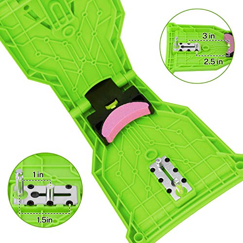Oak Leaf Chainsaw Sharpener, Portable Teeth Chainsaw Sharpener Chain Saw Blade Sharpener with a Sharpening Stone, Green (Only Fit Chainsaw Bar with 2 Holes) - Thumbnail 5