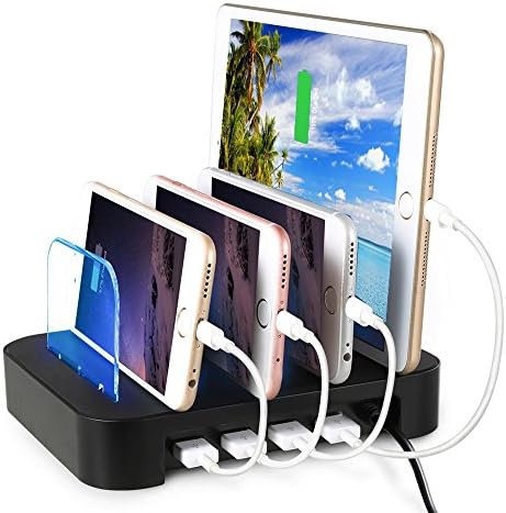 SHRMIA Universal Desktop USB Charging Station for Multiple Devices, 4 Port Fast Charger Dock [Max Output 2.4A] (Cable NOT Included)