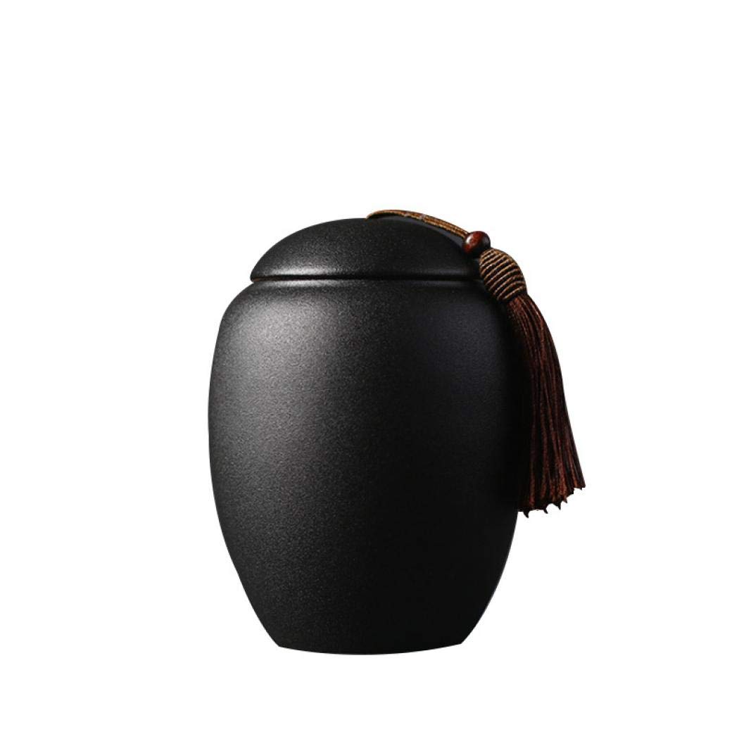 KALINU Ceramic Tea Jar Vintage Chinese Style Storage Jars Canisters Tea Tins Cans Black Canister Traditional Tea Caddy Sealed Lids Home Kitchen Dining (16 * 11.4cm)