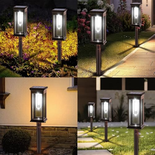 Amzxart Illuminazione solare per esterni, illuminazione solare, illuminazione per paesaggi a energia solare, confezione da 2 luci solari per esterni, illuminazione solare da giardino per cortile