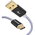 CableCreation Short USB C Cable 1.6 FT, USB A to USB C Cable Braided USB to C Cable Fast Charging Cable 3A 480Mbps Data, Compatible with MacBook Air Chromebook Pixel Galaxy S22 S20 S10,etc 0.5M/Blue