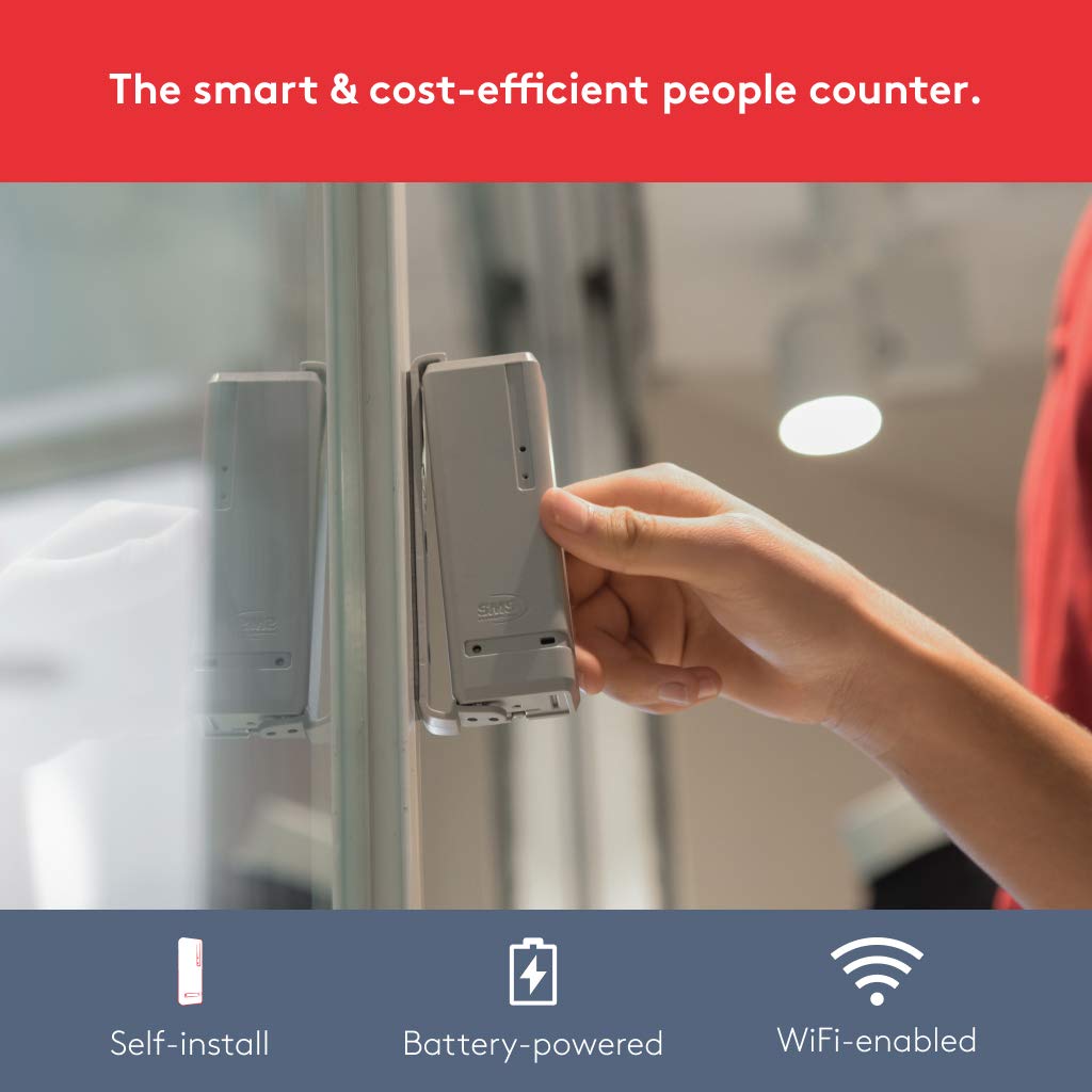 Pearl People Counter: Fully Wireless 2.4ghz Wi-Fi Visitor Counter/Patron Counter/Door Counter/Retail Customer Traffic Counter - in & Out Detection - Standard AA Batteries - iOS & Android App (Black)
