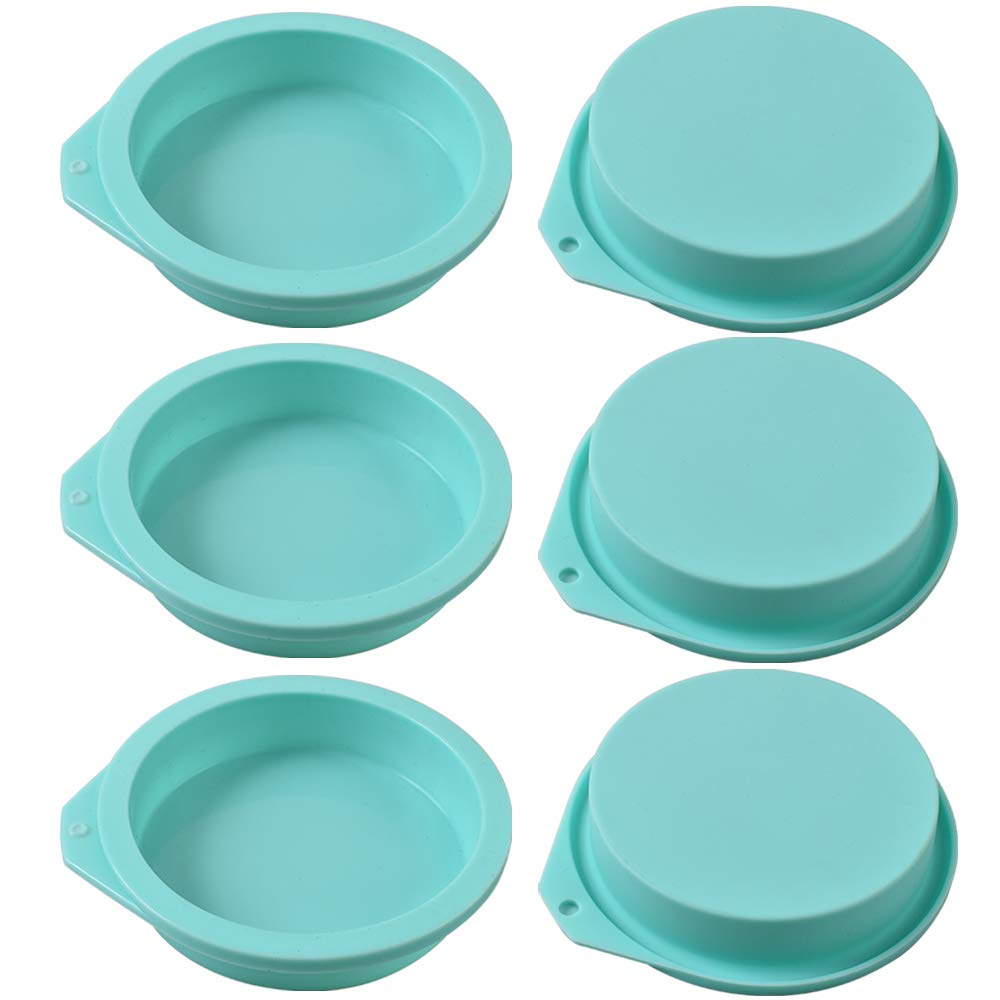 Newk Silicone Round Cake Pans, 6 Packs Nonstick Silicone Mold for Baking, Cake, Muffin, and Resin Coasters – 4 inch