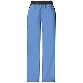 Cherokee Womens Flexibles (Contrast Black) Mid Rise Knit Waist Pull-on Pant