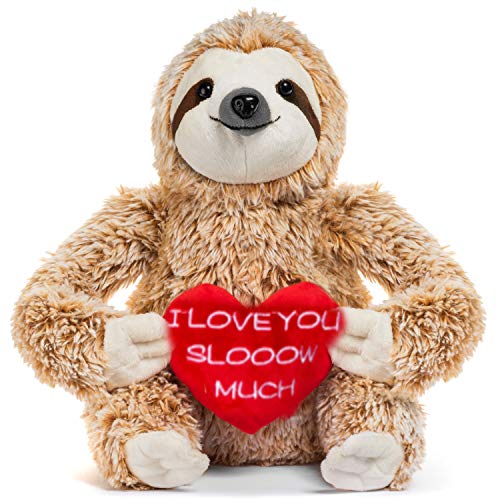 Light Autumn Valentines Day Stuffed Animals for Kids - Sloth Valentine for Girlfriends - Thumbnail 3