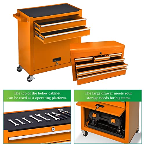 8Drawer Rolling Tool Chest, Big Tool Box with 4 Wheels, Detachable