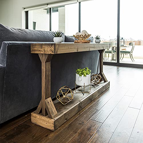 Del Hutson Designs Barb Large Console Table Solid Wood by Dark Walnut