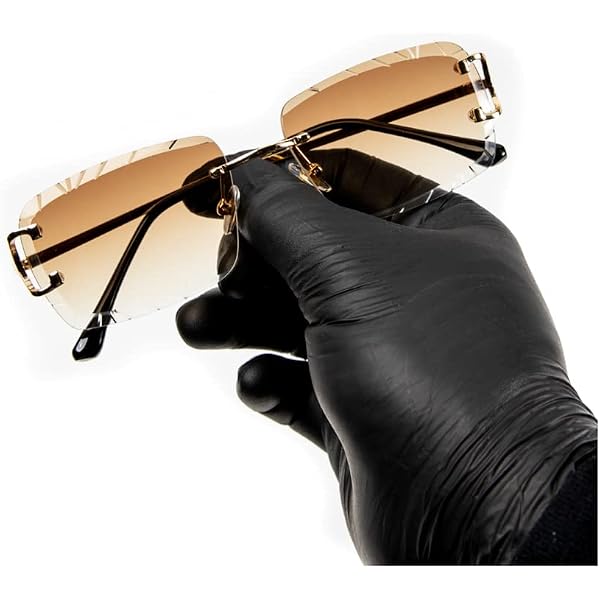 Gafas De Sol Sin Montura Para Hombre – Dorado, Lente Marrón Degradado, Forma Rectangular