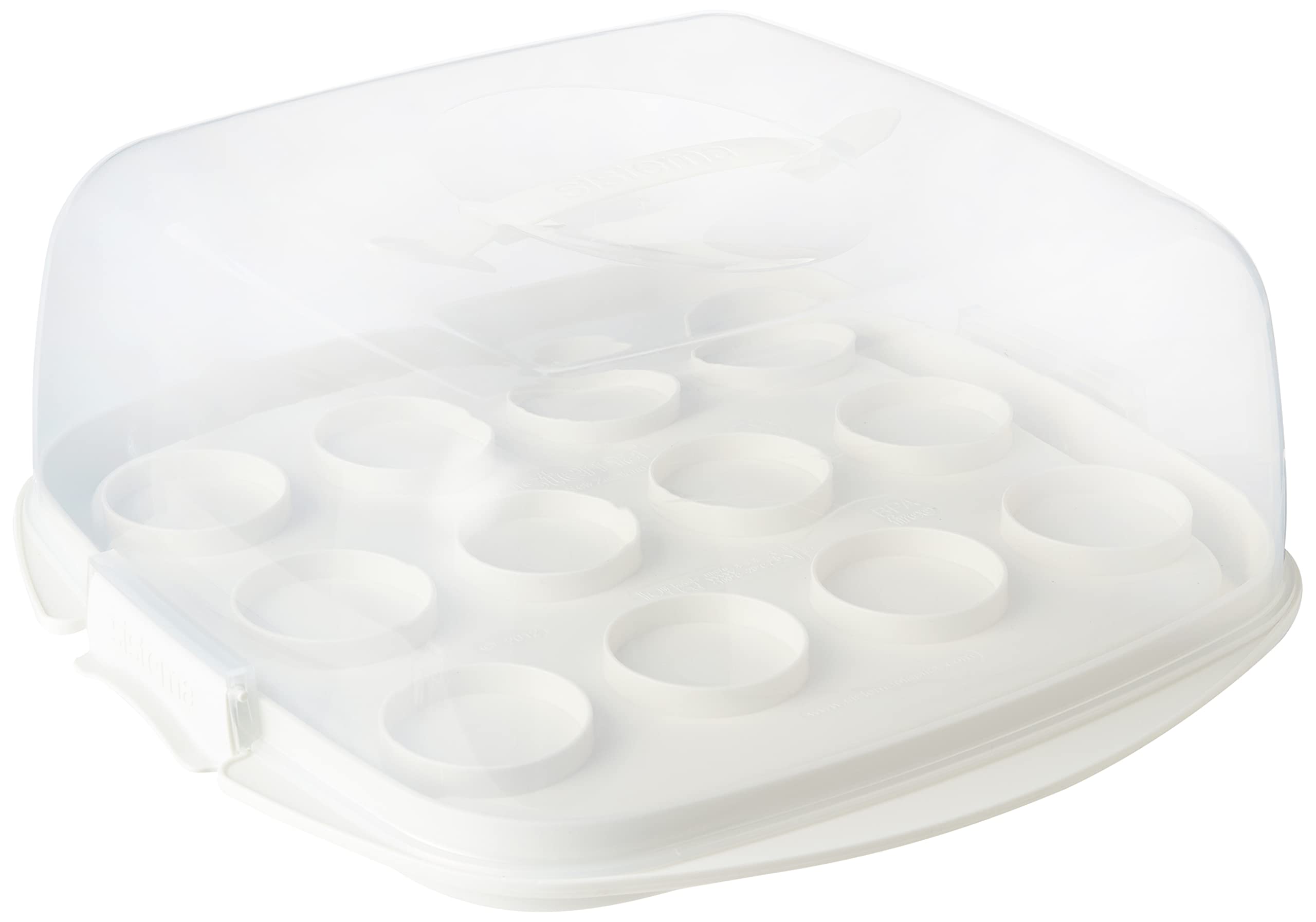 Sistema BAKE IT Cake Carrier & Cupcake Box | 8.8 L | Reversible Flip Base Holds 12 Cupcakes Or 1 Cake | BPA-Free | White | 1 Count