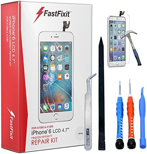 FastFixIT Replacement Complete Repair Kit with Tools and Glass Screen Protector for iPhone 6 - White