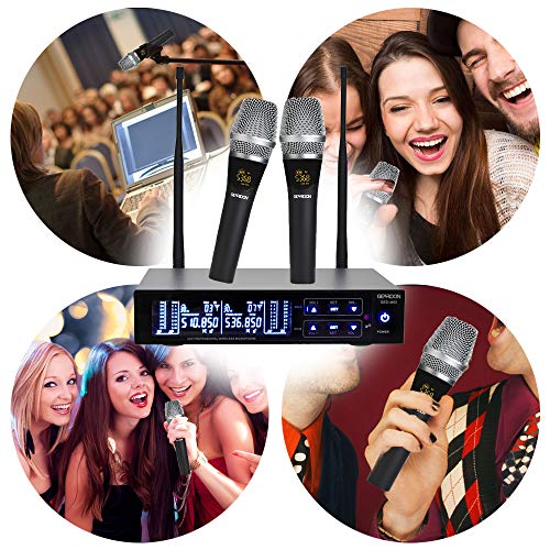 image for GEARDON Rechargeable Dual Wireless Microphone System, 200 Channel UHF 