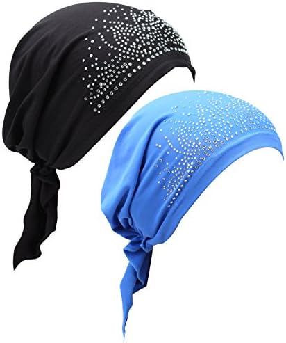 Nesson 2 Pack Women's Scarf Pre Tied Chemo Hat Beanie Turban Headwear for Cancer Patients