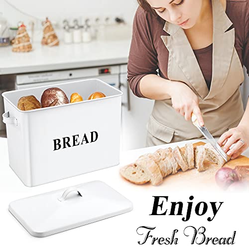 Bread Box, Efar Metal Bread Box with Lid for Kitchen Countertop, Large