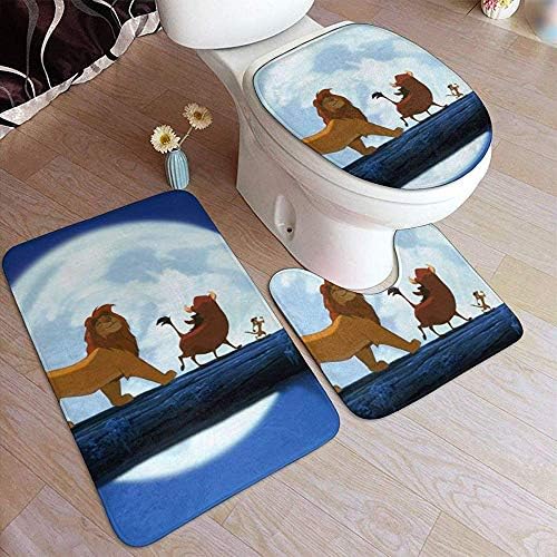 LAURE Lion Kin_g Bath Mat Mats Anti-Skid Absorbent 3 Piece Toilet Mat Set 19.5"" x 31.5