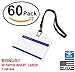 Cross Waterproof Plastic Name Tags ID Card Holder with Black Lanyards for Kids Name Labels, School, Camp, Field Trip, Business Event, Conference Badges Holder, Name Tag with Lanyard (60 Sets)