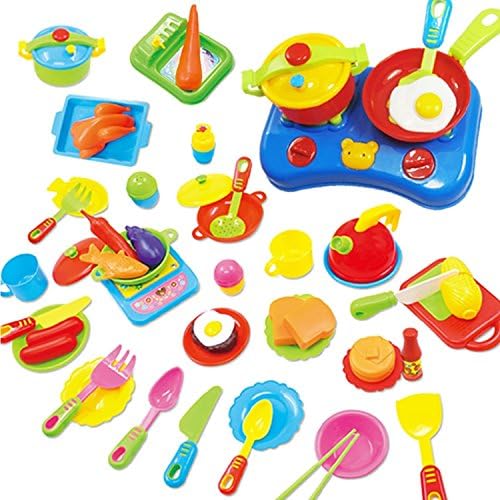 Toy Kitchen Ware Set Plastic Dishes Educational Pretend 1 60pcs 3c Safe, Environmental Friendly, Non-toxic
