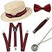 BABEYOND 1920s Mens Gatsby Gangster Costume Accessories Set 30s Manhattan Fedora Hat Suspenders