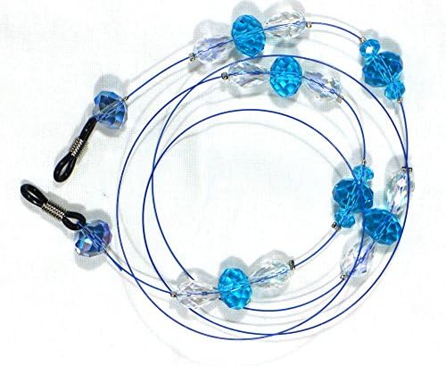 Handmade Artisan Sea Blue Crystal Eyeglass Lanyard Chain.