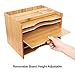 SONGMICS Bamboo File Organizer Paper Sorter with 5 Adjustable Shelves Top Storage Compartments Natural UOFS44Y
