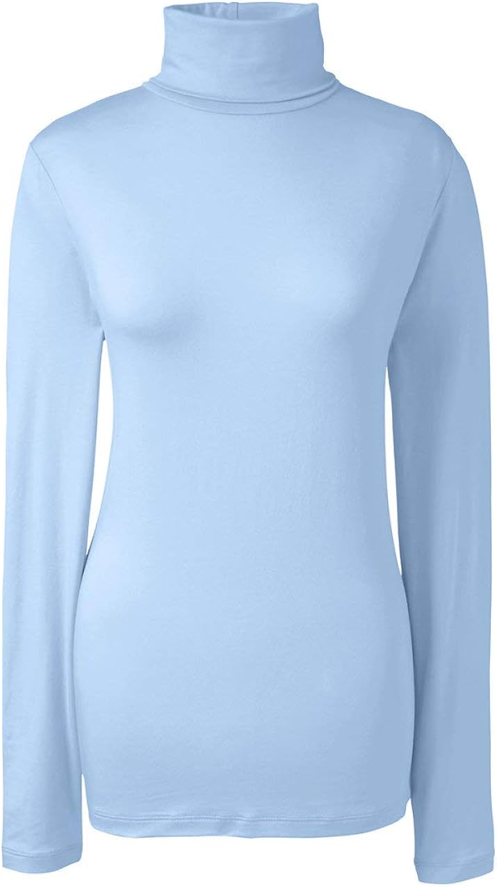 Lands' End Women LWCM Shaped Turtleneck Light Crystal Blue Plus 3X at