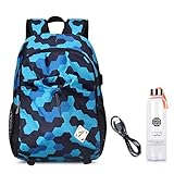 Vbiger Laptop Backpack Oxford Computer Shoulder Bag Casual School Bags with Charging Port (Blue)