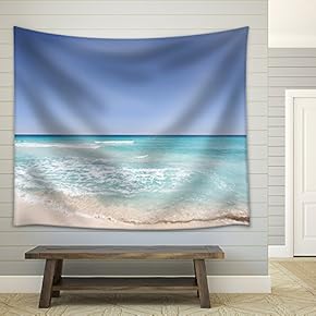Tropical Seascape of Sea Waves Under Blue Sky - Fabric Wall Tapestry Home Decor - 51x60 inches