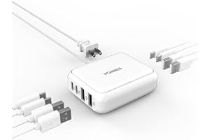 POANES 8-Port USB Charger, Multi-Port Travel USB C Charger, Mini Charging Station with USB C and USB A Ports, Charging Station Block for Traveling, Camping Compatible with Phone, Earbud (White)