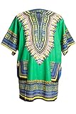Ragstock Traditional African Print Unisex Dashiki (Dark Green)