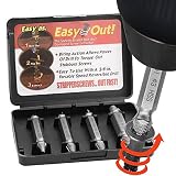 Damaged Screw Extractor Set - Remover Set by Easy Out, Easily Remove Stripped or Damaged Screws. Made From H.S.S. 4341#, the Hardness Is 62-63hrc,Set of 4 Stripped Screw Remover