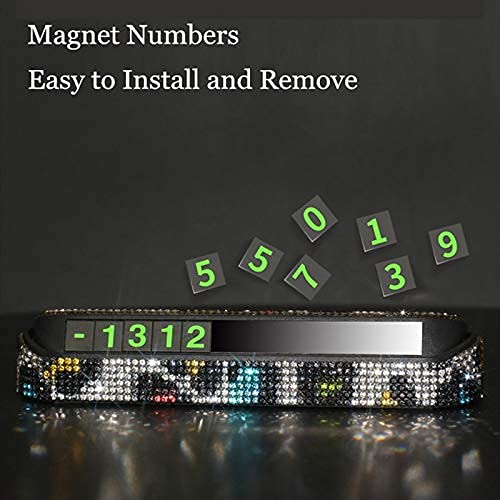 CoyiL Diamond Bling Auto Tijdelijke Parking Card Lichtgevende Telefoon Nummerplaat Verborgen Nuttige Interieur… - Afbeelding 4