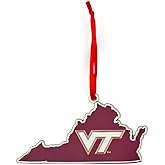 Virginia Tech Hokies State Shape Metal Christmas Ornament