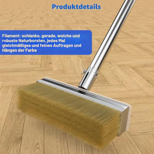 55" Long Handle Paint Brush,Decking Large Paint Brush Deck Stain Applicator for Walls,Woodfloors,Woodstains,Decking Paints,Decking Stains,Fence Wall Furniture with 2 Pcs 7.1" Paint Brush Heads