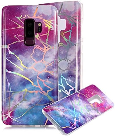 Marble Phone Case for Samsung Galaxy S9 Plus,Cover for Galaxy S9 Plus,Fashion Glossy Hybrid Marble Texture Personalised Design Soft Transparent Clear TPU Fantasy Laser Holographic Case Cover,Heaven