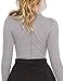 Allegrace Women Long Sleeve Sexy V Cut Stretch Bandage Leotard Bodysuit Jumpsuit L Gray