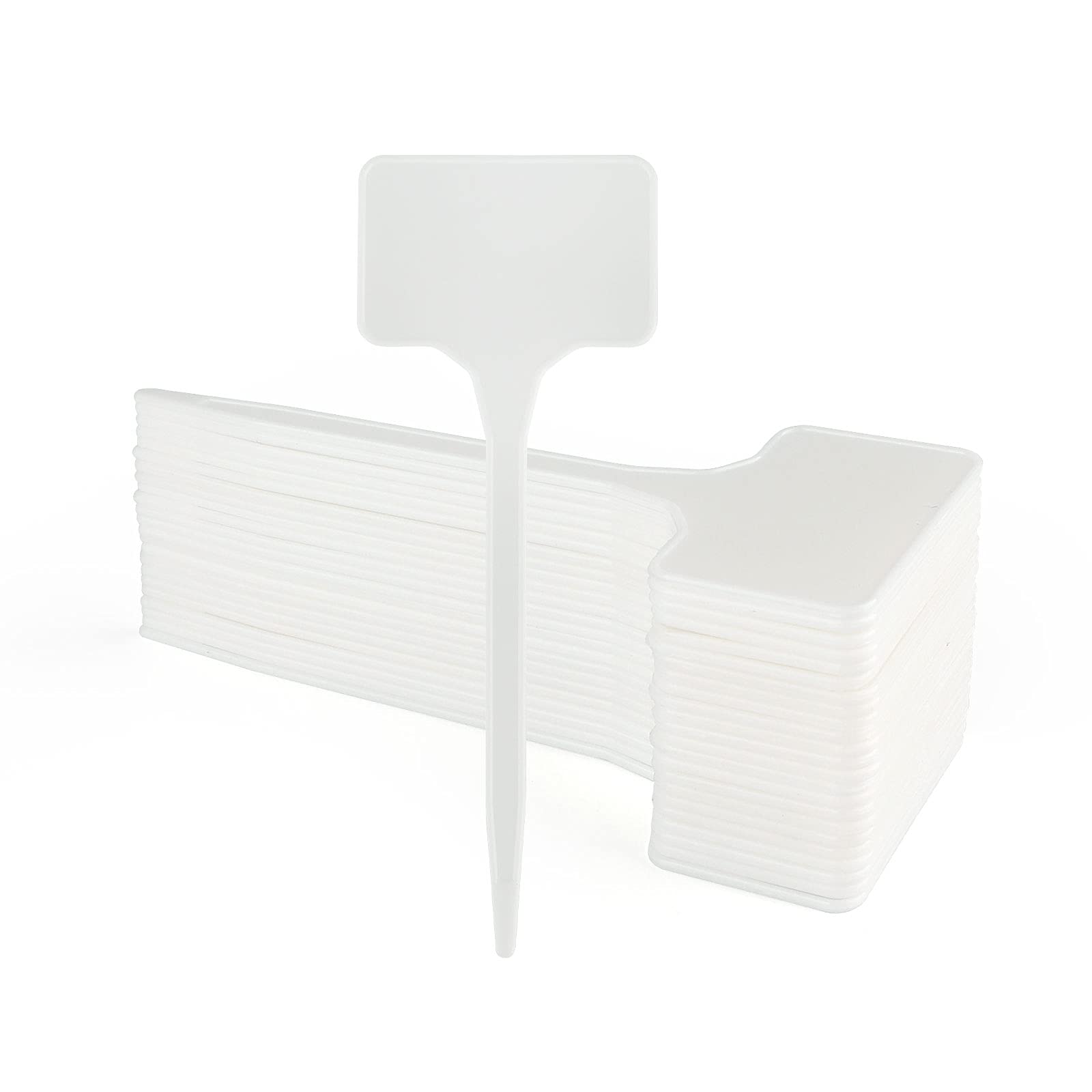 KINGLAKE 50Pcs Plastic Large Plant Labels for Outdoor Plants, 15x5.5cm White Garden Plant Tags T-Type Waterproof Garden Markers for Vegetables Herbs Pot Plants