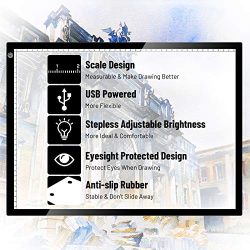 A3 Light Box KENTING LED Artcraft Tracing Light Pad USB Power Cable Dimmable Brightness Tatoo Pad Copy Board Aniamtion Sketching Designing Stencilling X-ray Viewing Diamond Painting