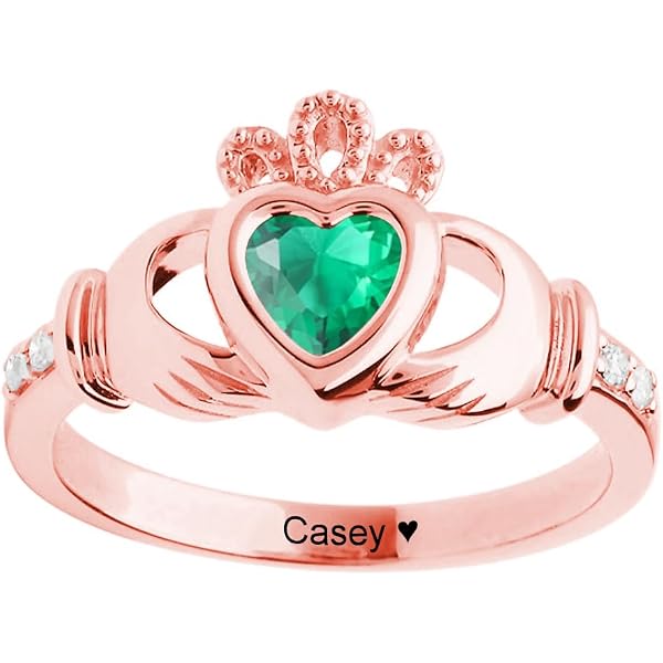 10K Yellow Gold Diamond Solitaire Claddagh Ring - High Polish Finish, Size 4.5, Irish Symbolism Ring - View #8